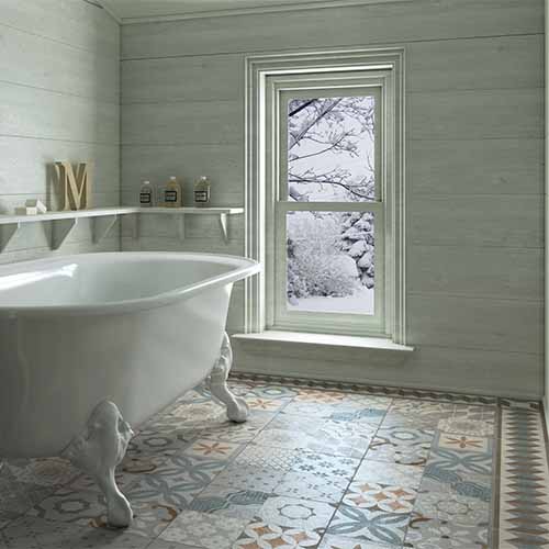 Cementine 16 by 16 Antique Mix & Freccia Border Tile